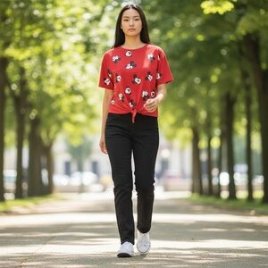 Disney Mickey Mouse Red Cropped T-Shirt